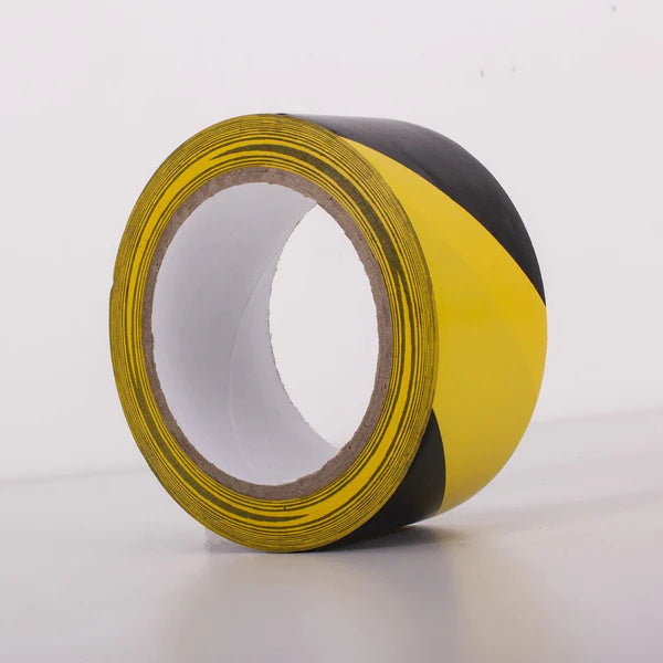 SOCIAL DISTANCING PVC FLOOR HAZARD WARNING TAPE ROLLS SELF ADHESIVE Black/Yellow 48MM X 33M