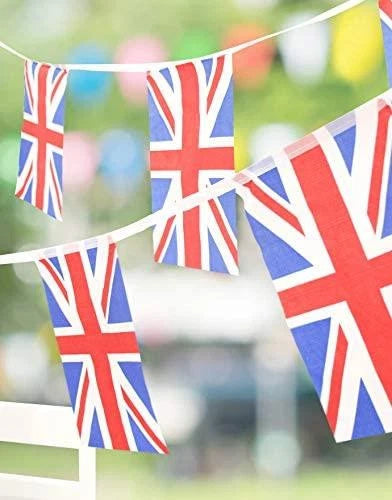 GB Bunting Flags Union Jack Flag 24 Fabric Flags Street Party British Flags