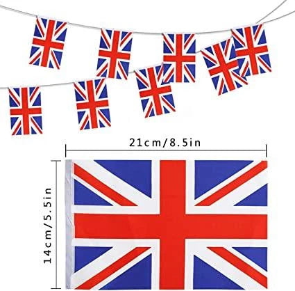 GB Bunting Flags Union Jack Flag 24 Fabric Flags Street Party British Flags