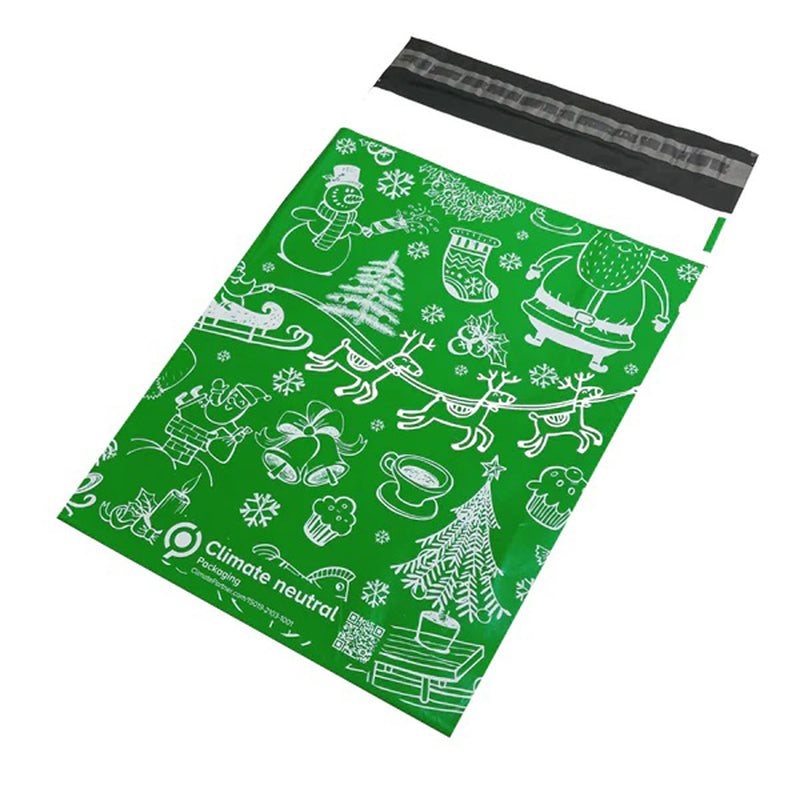 Christmas XMAS GREEN Recycled Mailing Bag